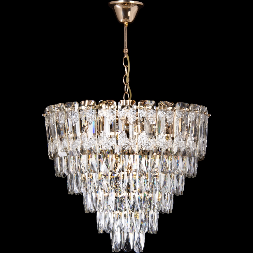 LED Żyrandol na łańcuchu 9xE27/60W/230V + 6xLED/6W śr. 50 cm złoty