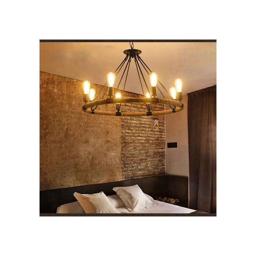 LED Żyrandol na łańcuchu ROPE ARTHUR 8xE27/6W/230V