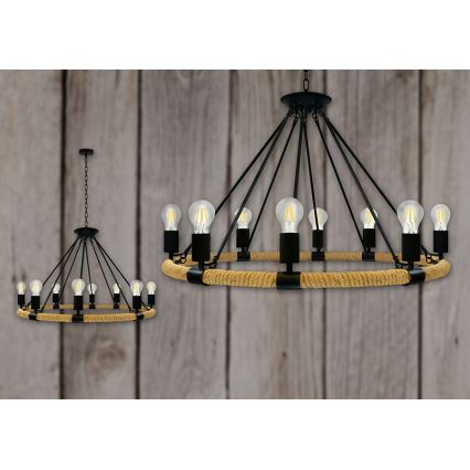 LED Żyrandol na łańcuchu ROPE ARTHUR 8xE27/6W/230V