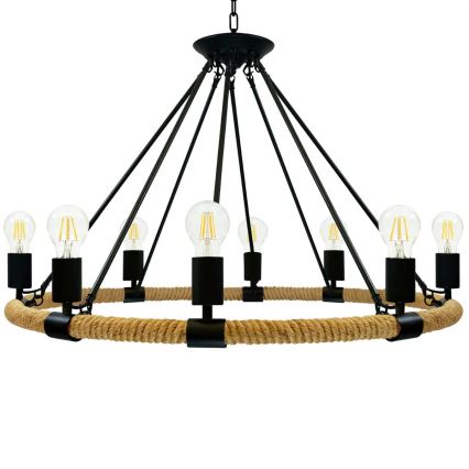 LED Żyrandol na łańcuchu ROPE ARTHUR 8xE27/6W/230V