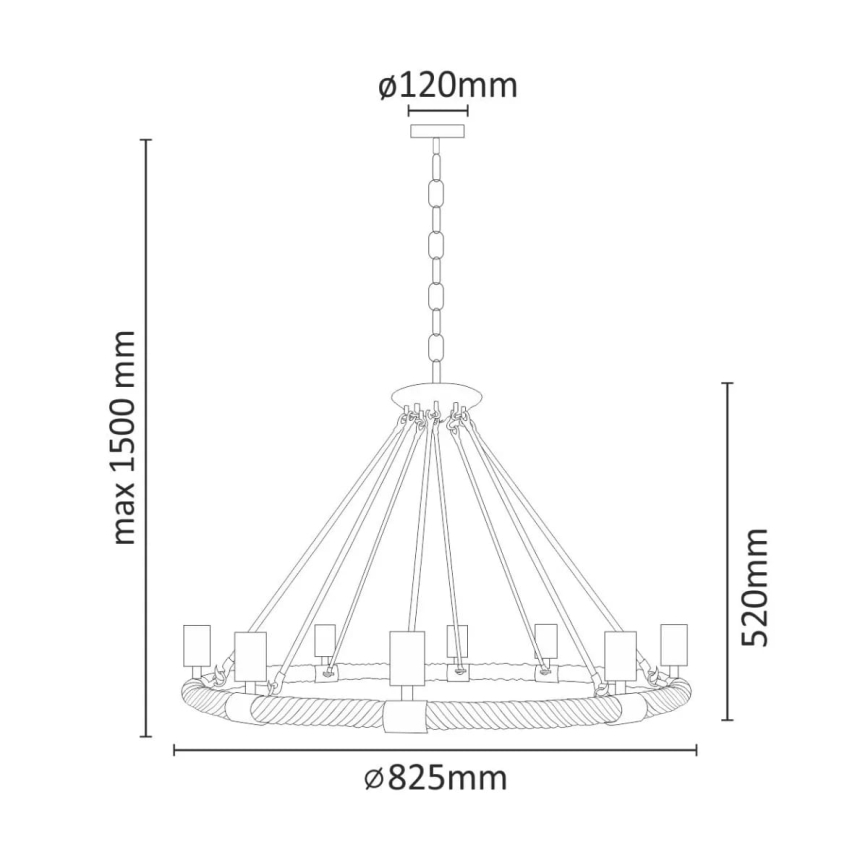 LED Żyrandol na łańcuchu ROPE ARTHUR 8xE27/6W/230V