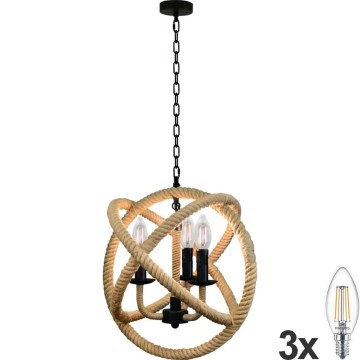 LED Żyrandol na łańcuchu ROPE GLOBO 3xE14/4,3W/230V