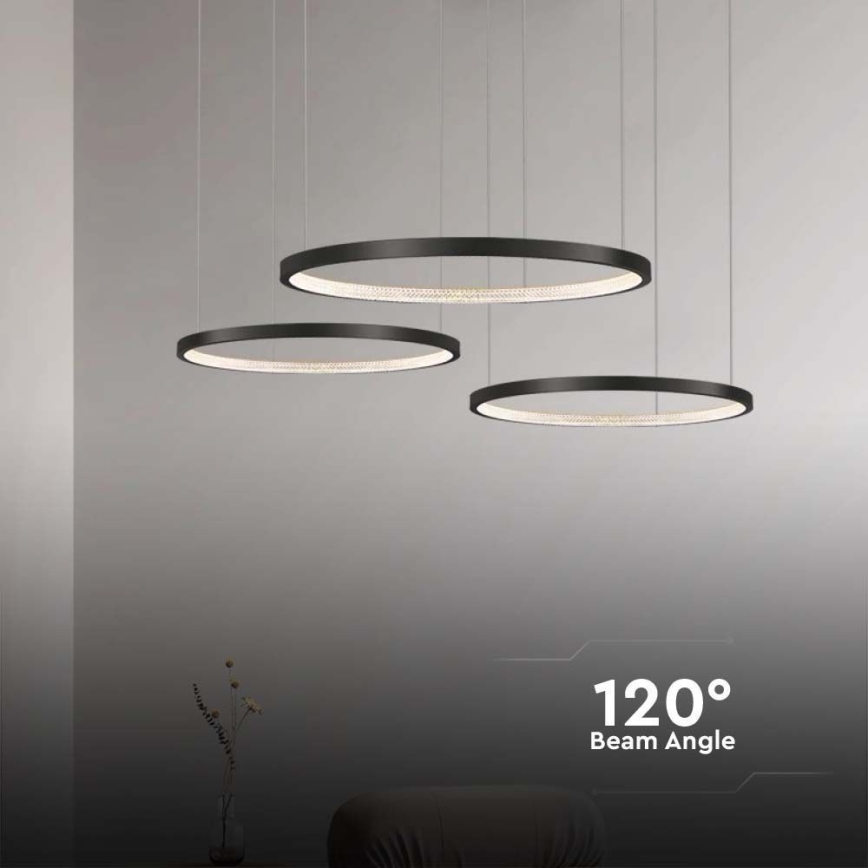 LED Żyrandol na lince 3xLED/19W/230V 3000K czarny
