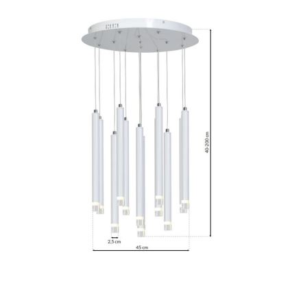 LED Żyrandol na lince ALBA 12xLED/1W/230V biały