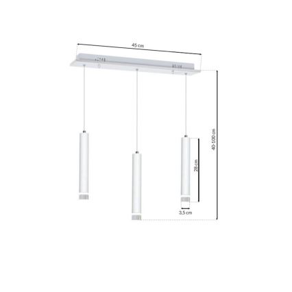 LED Żyrandol na lince ALBA 3xLED/15W/230V biały