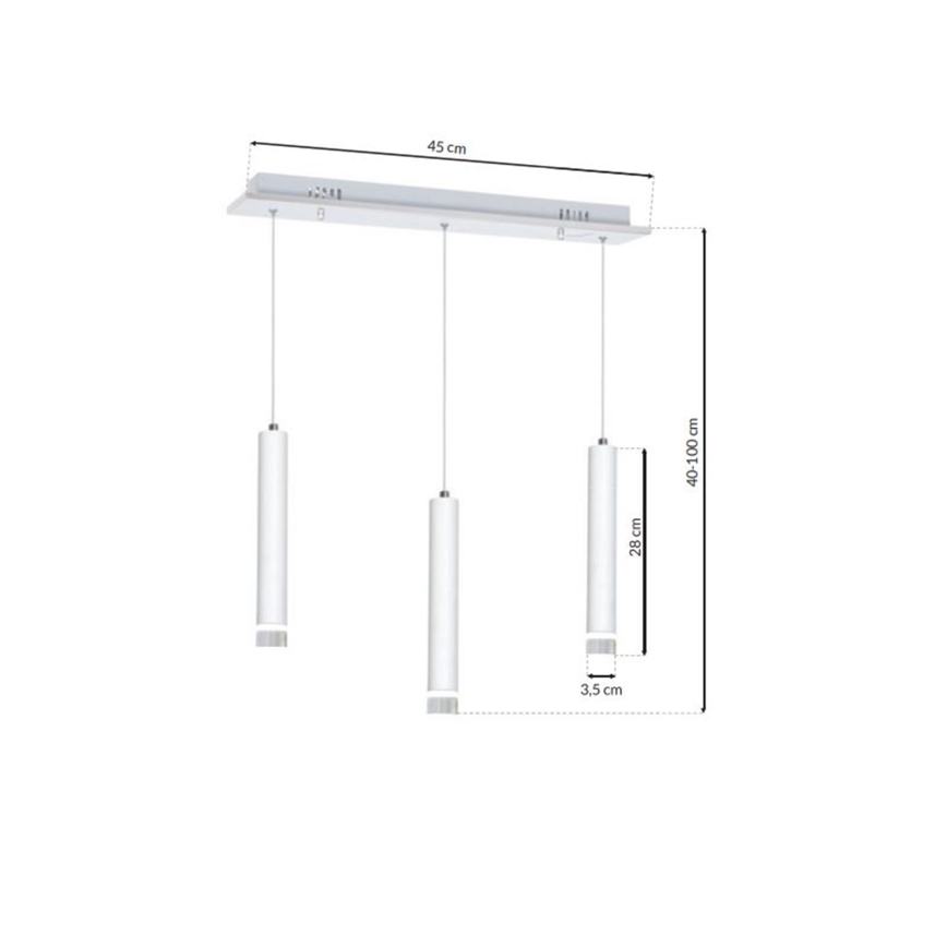 LED Żyrandol na lince ALBA 3xLED/15W/230V biały