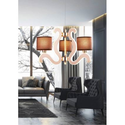 LED Żyrandol na lince AMBROSIA 3xE14/40W/230V + LED/18,4W miedź