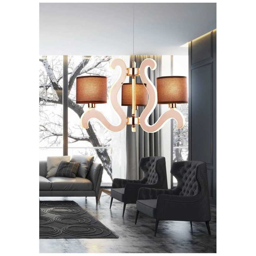 LED Żyrandol na lince AMBROSIA 3xE14/40W/230V + LED/18,4W miedź