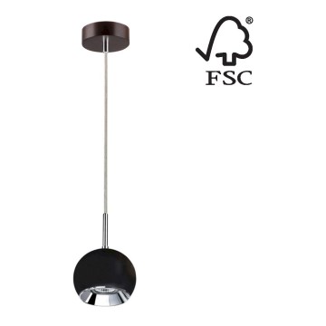 LED Żyrandol na lince BALL WOOD 1xGU10/5W/230V buk - certyfikat FSC