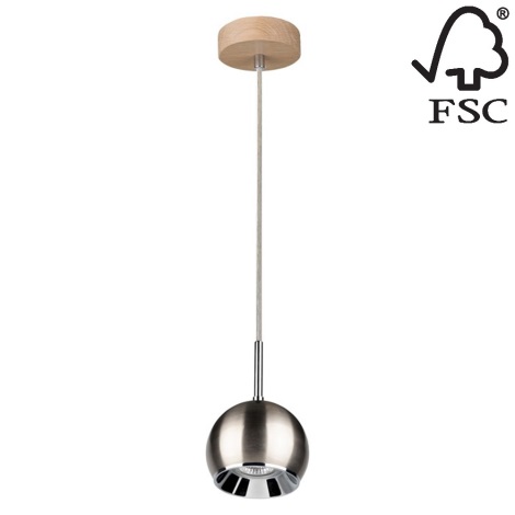 LED Żyrandol na lince BALL WOOD 1xGU10/5W/230V dąb matowy - certyfikat FSC
