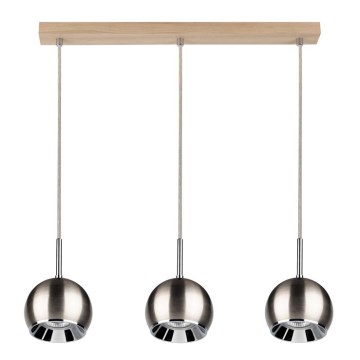 LED Żyrandol na lince BALL WOOD 3xGU10/5W/230V