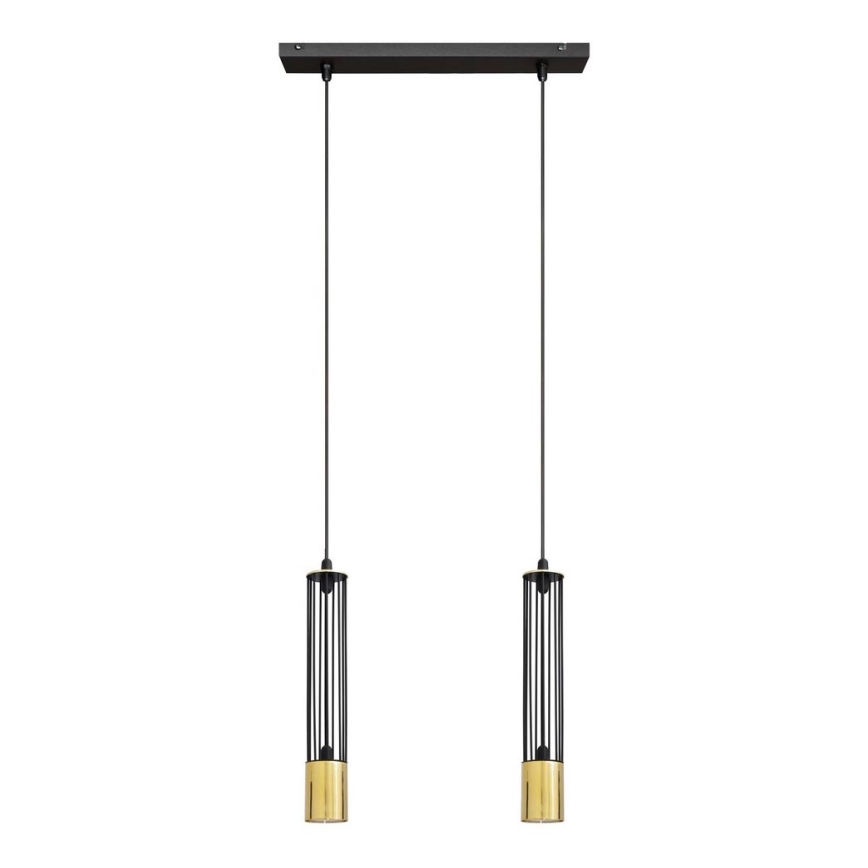 LED Żyrandol na lince BARS 2xGU10/4,8W/230V czarny/złoty