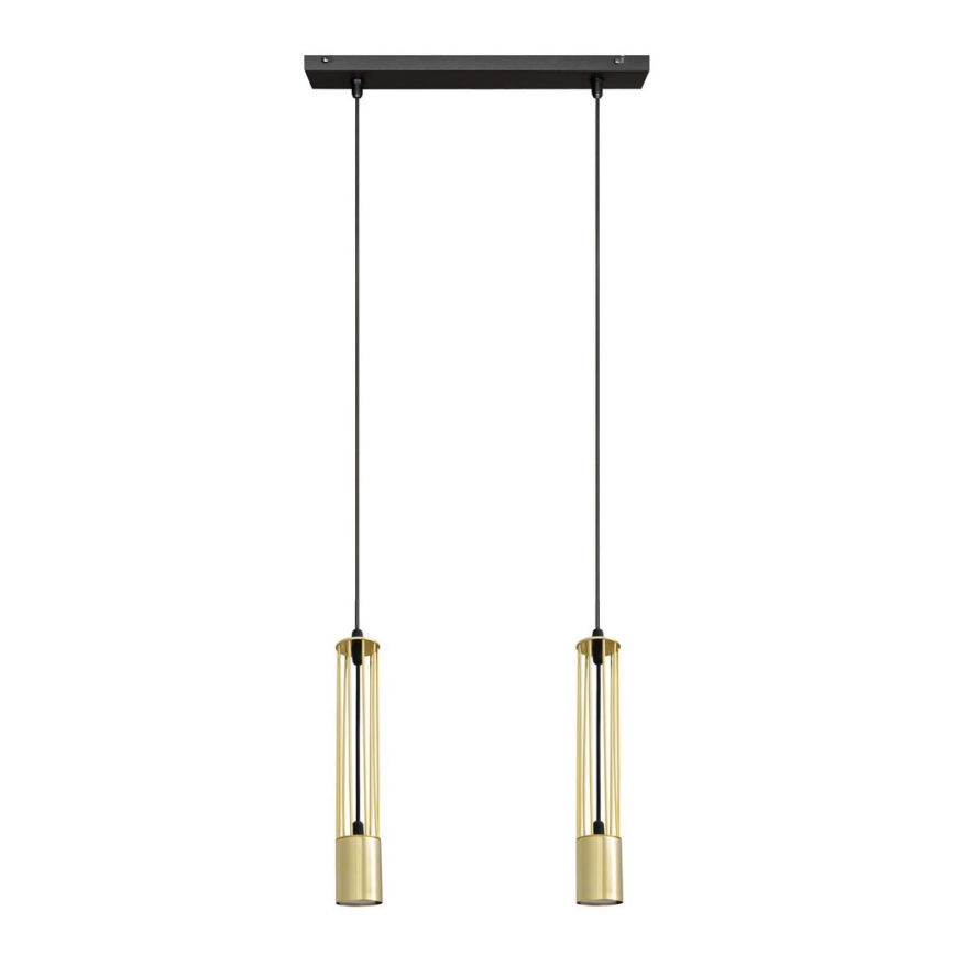 LED Żyrandol na lince BARS 2xGU10/4,8W/230V złoty/czarny