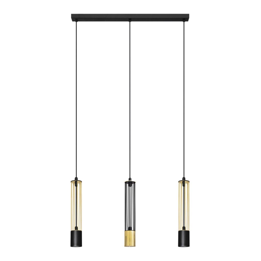 LED Żyrandol na lince BARS 3xGU10/4,8W/230V czarny/złoty