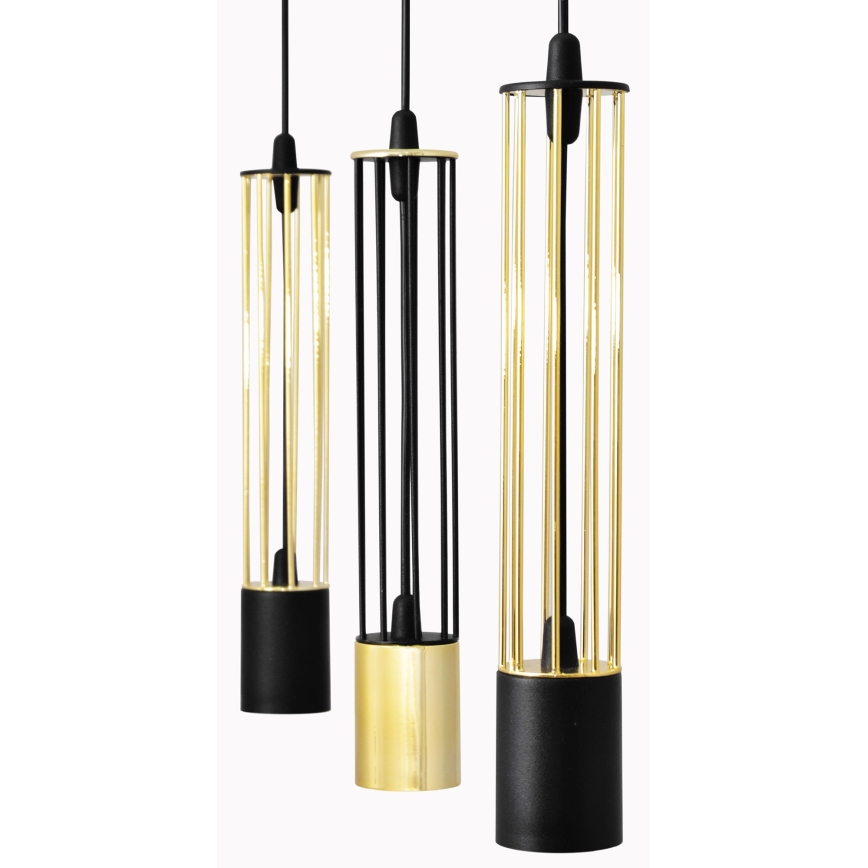 LED Żyrandol na lince BARS 3xGU10/4,8W/230V czarny/złoty