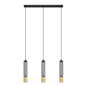 LED Żyrandol na lince BARS 3xGU10/4,8W/230V czarny/złoty