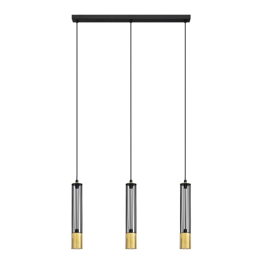 LED Żyrandol na lince BARS 3xGU10/4,8W/230V czarny/złoty
