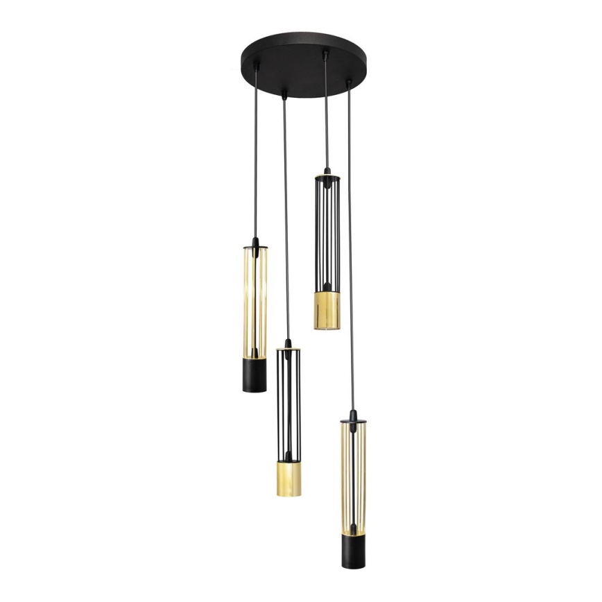 LED Żyrandol na lince BARS 4xGU10/4,8W/230V czarny/złoty