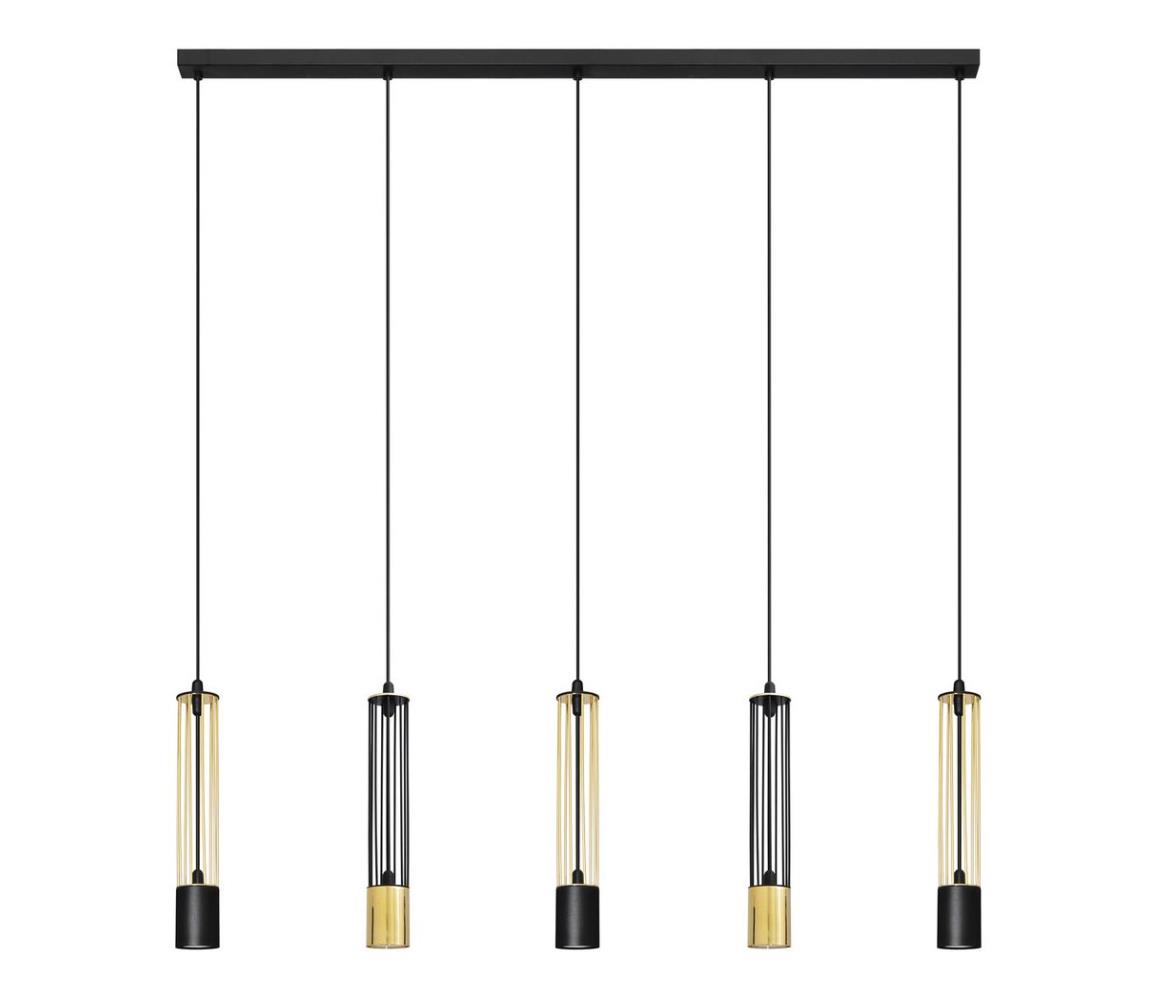 LED Żyrandol na lince BARS 5xGU10/4,8W/230V czarny/złoty