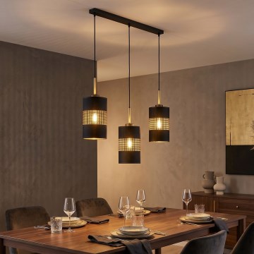 LED Żyrandol na lince BOGART 3xE27/15W/230V czarny/złoty
