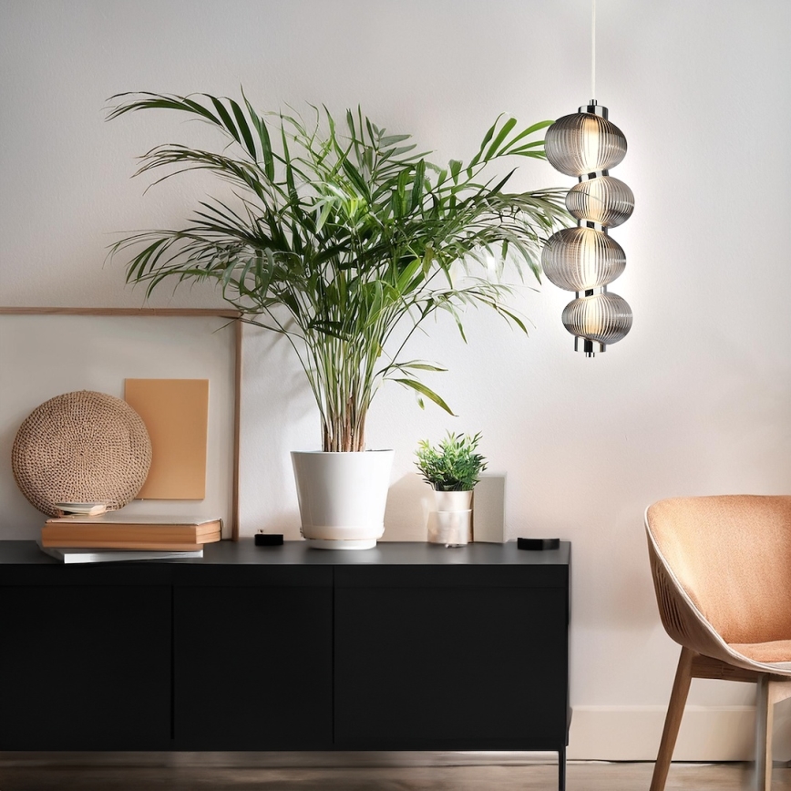 LED Żyrandol na lince BOLLA LED/17W/230V śr. 16 cm chrom błyszczący/dymny