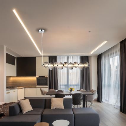 LED Żyrandol na lince BOLLA LED/32W/230V chrom błyszczący/dymny