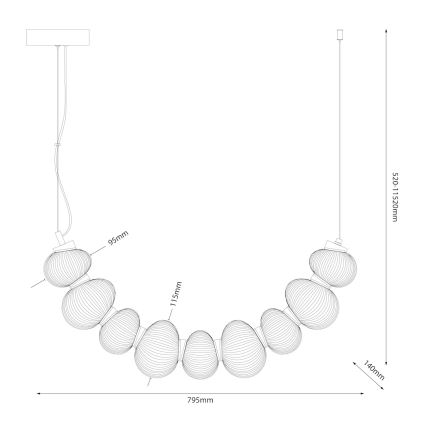LED Żyrandol na lince BOLLA LED/36W/230V złoty/dymny