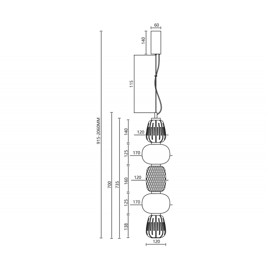 LED Żyrandol na lince CARO LED/40W/230V chrom błyszczący