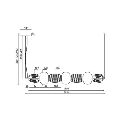 LED Żyrandol na lince CARO LED/42W/230V chrom błyszczący