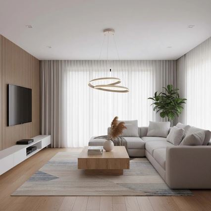 LED Żyrandol na lince CASHMERE LED/75W/230V, śr. 60 cm, beżowy