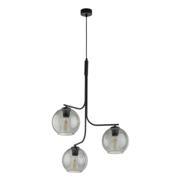LED Żyrandol na lince CESAR 3xE27/15W/230V czarny/przydymiony szary