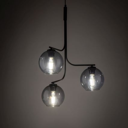 LED Żyrandol na lince CESAR 3xE27/15W/230V czarny/przydymiony szary
