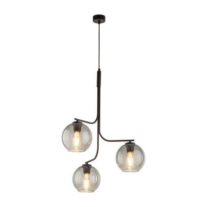 LED Żyrandol na lince CESAR 3xE27/15W/230V czarny/przydymiony szary