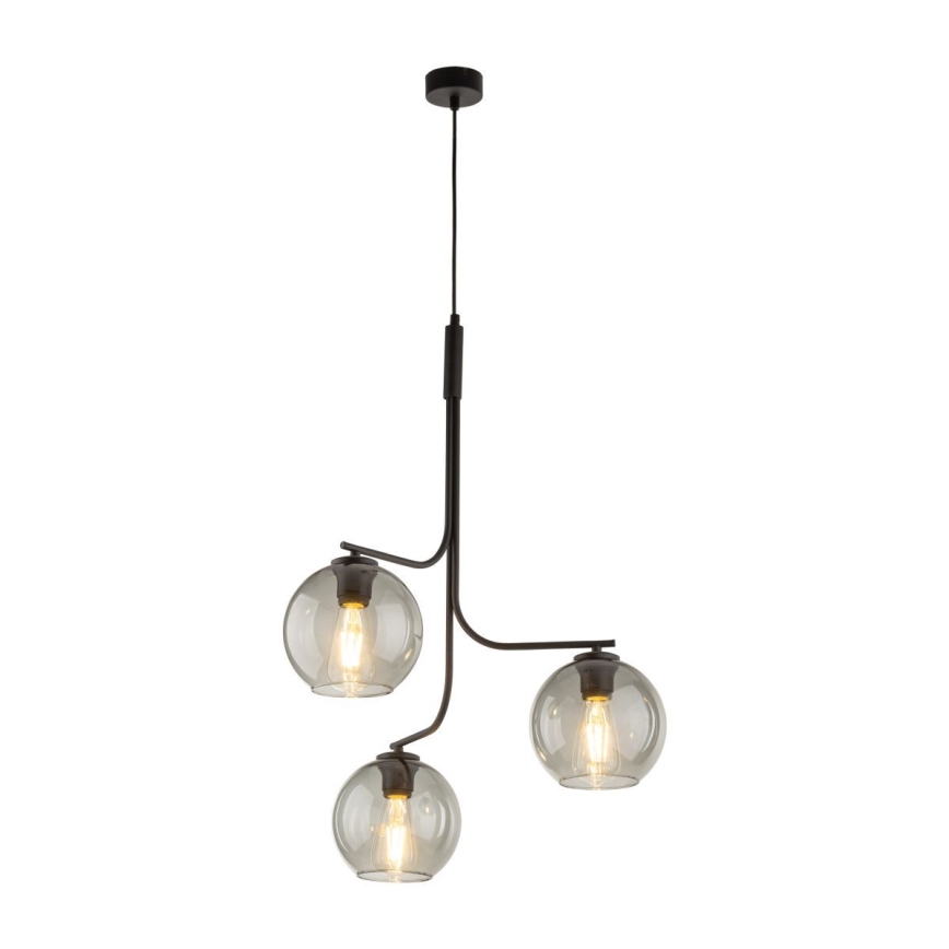 LED Żyrandol na lince CESAR 3xE27/15W/230V czarny/przydymiony szary