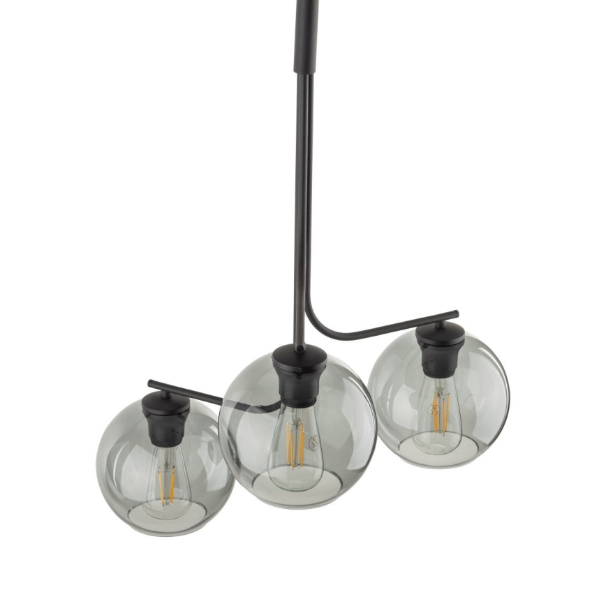 LED Żyrandol na lince CESAR 3xE27/15W/230V czarny/przydymiony szary