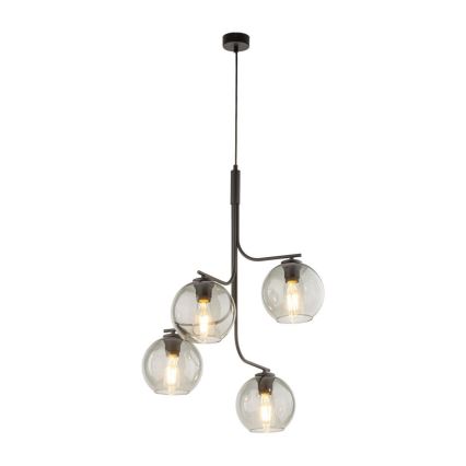 LED żyrandol na lince CESAR 4xE27/15W/230V czarny/dymiony szary