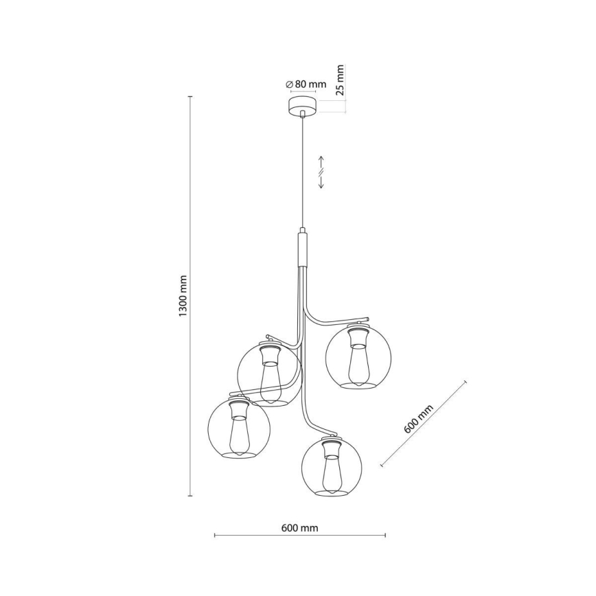 LED żyrandol na lince CESAR 4xE27/15W/230V czarny/dymiony szary