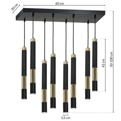 LED Żyrandol na lince DALLAS 8xGU10/3W/230V