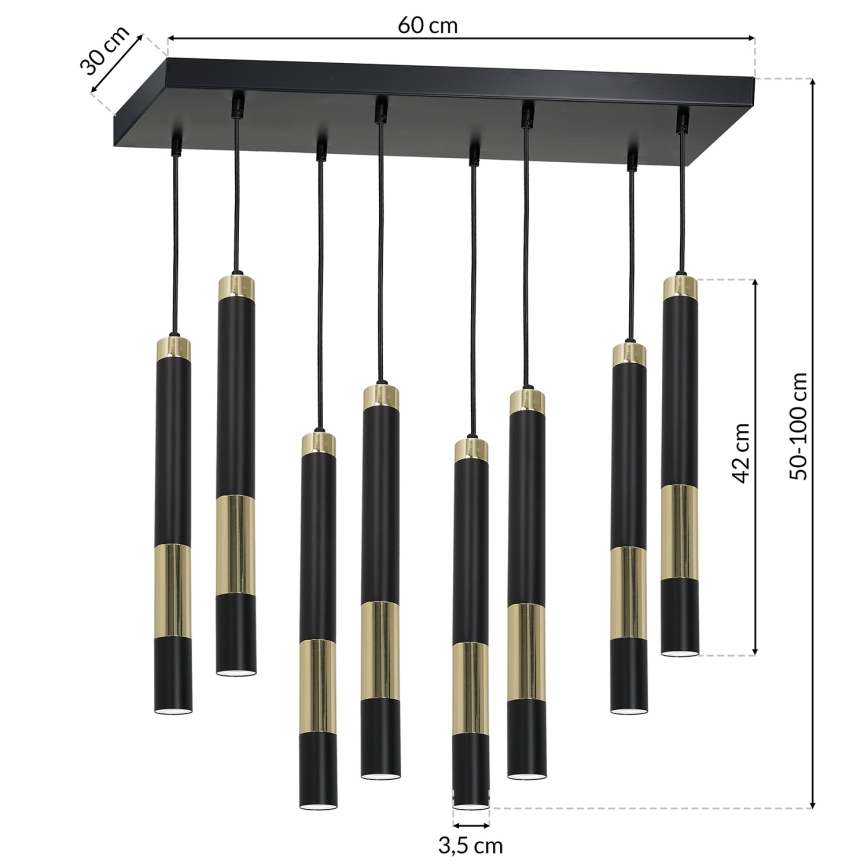 LED Żyrandol na lince DALLAS 8xGU10/3W/230V