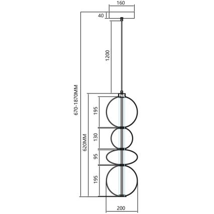 LED Żyrandol na lince DAPHNE LED/36W/230V szary