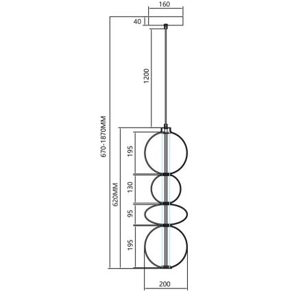 LED Żyrandol na lince DAPHNE LED/36W/230V złoty