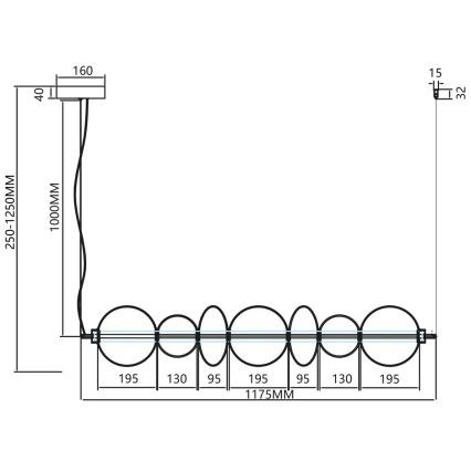 LED Żyrandol na lince DAPHNE LED/40W/230V złoty