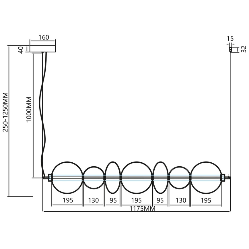 LED Żyrandol na lince DAPHNE LED/40W/230V złoty