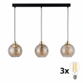 LED żyrandol na lince DEVI 3xE27/15W/230V czarny/dymowy beż