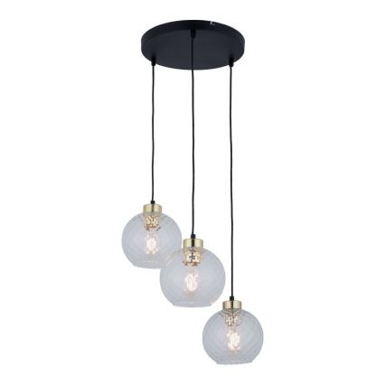 LED Żyrandol na lince DEVON 3xE27/15W/230V czarny/przezroczysty
