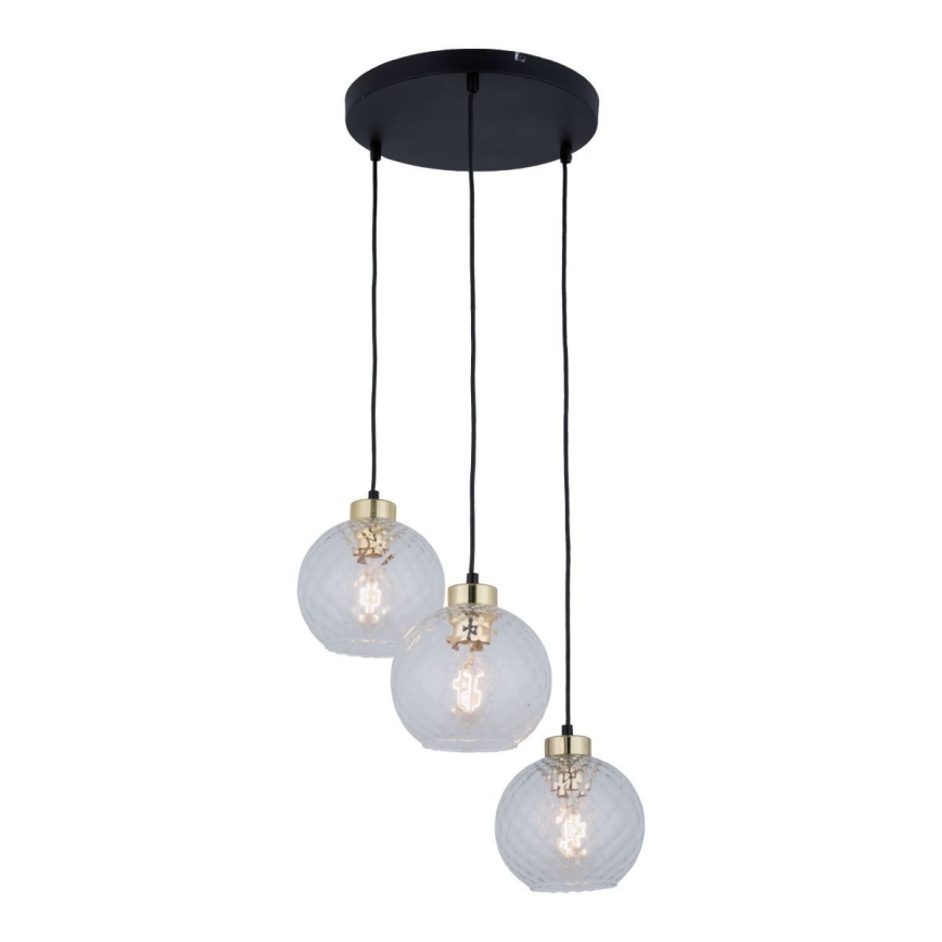 LED Żyrandol na lince DEVON 3xE27/15W/230V czarny/przezroczysty
