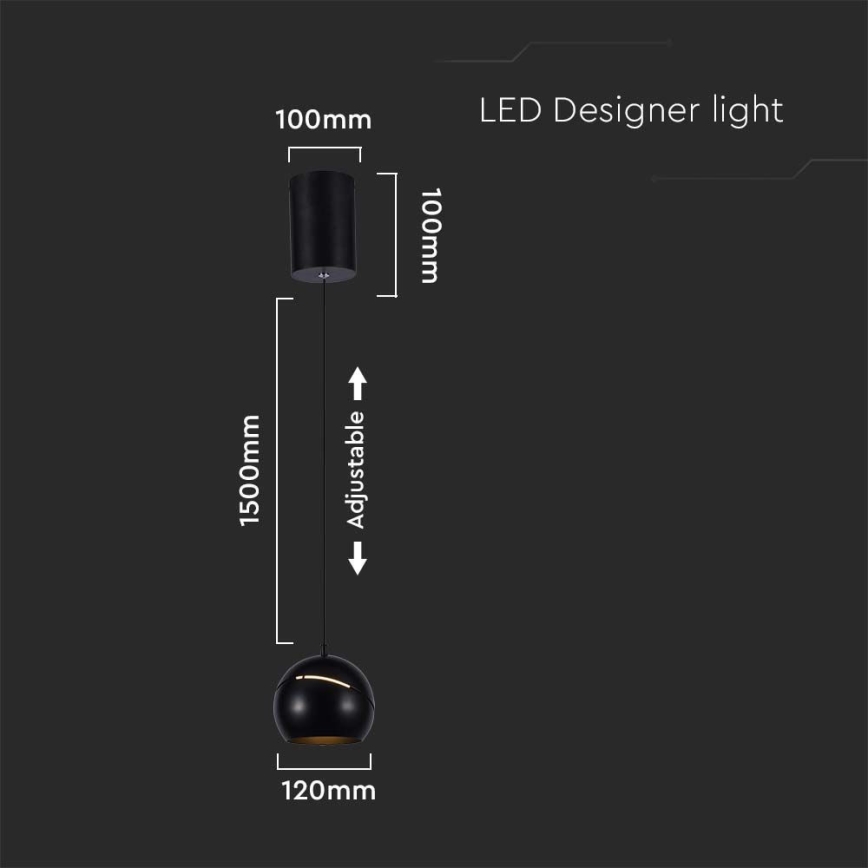 LED Żyrandol na lince dotykowy LED/8,5W/230V 3000K czarny