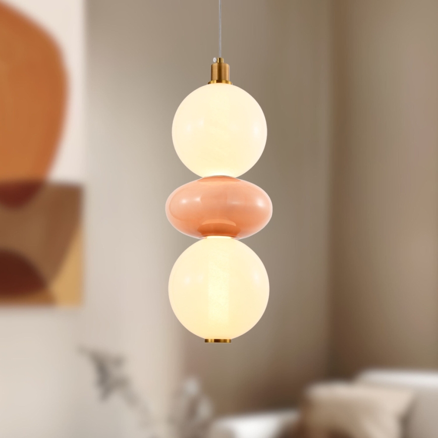 LED Żyrandol na lince FLORES LED/12W/230V złoty/pomarańczowy