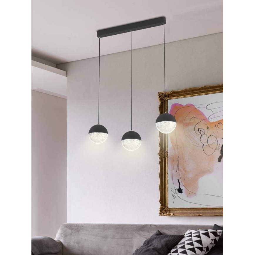 LED Żyrandol na lince FURNI 3xLED/5W/230V czarny
