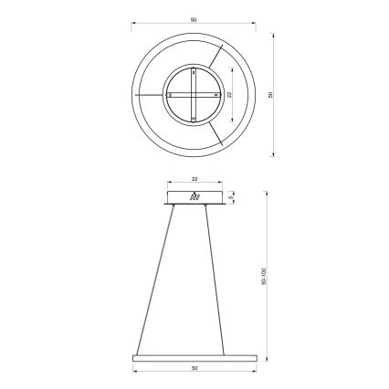 LED Żyrandol na lince GALAXIA LED/26W/230V czarny